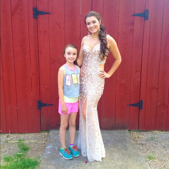 Dresses & Skirts - Champagne prom dress with cut outs